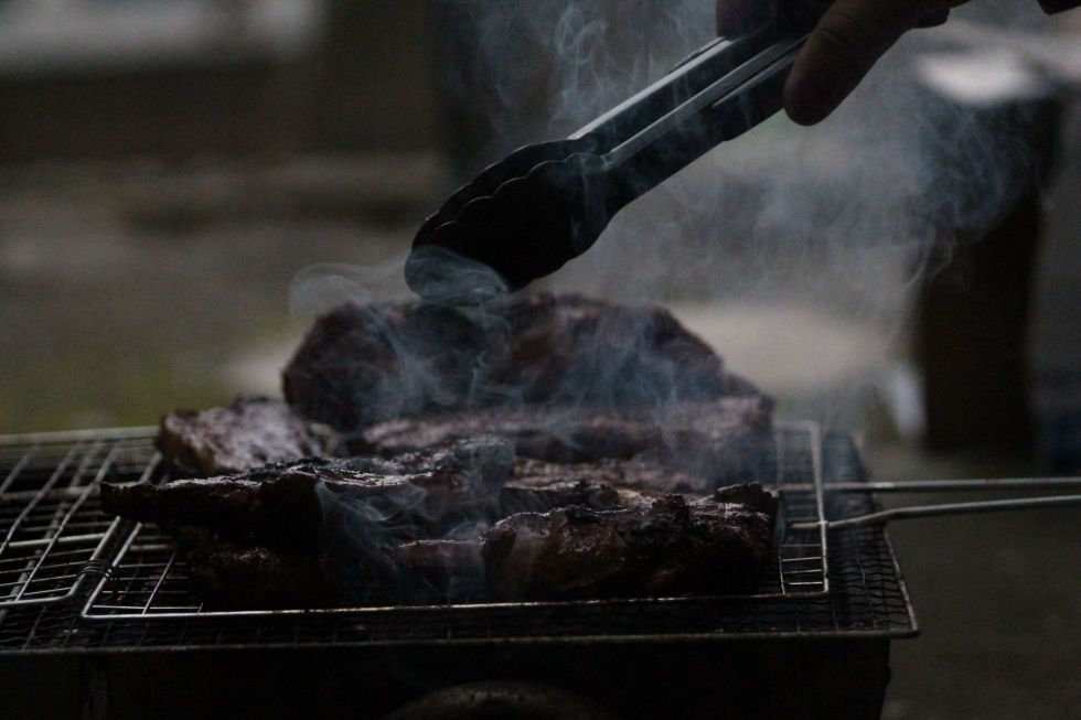 Grilling organic meat on the bbq